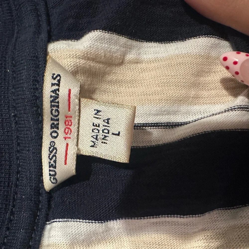 GUESS Kids Striped Tee - Navy, Pink, Cream - Picture 2 of 2